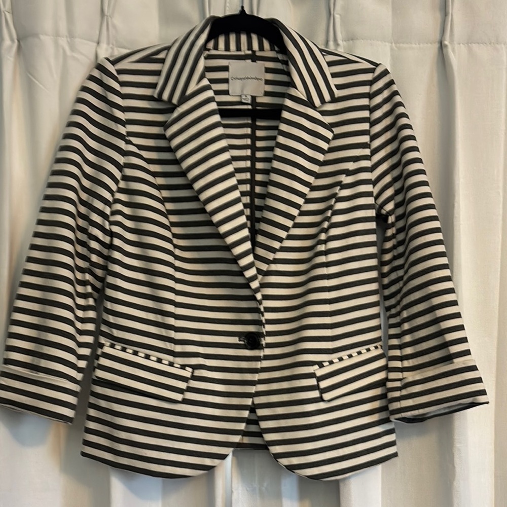 Christopher & Banks Black and White Striped Blazer